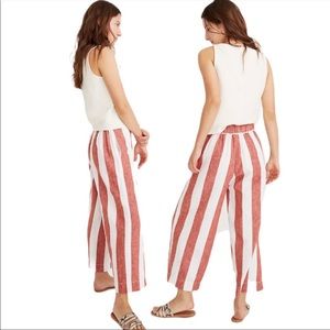 Madewell Huston Linen Pull-On Crop Pants in Bold Stripe Medium
